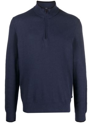 Michael Kors half-zip textured cotton jumper - Blue