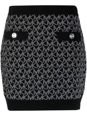 Michael Kors intarsia-knit monogram skirt - Black
