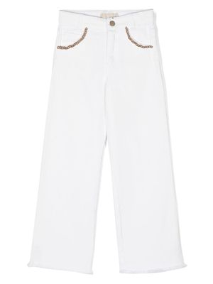 Michael Kors Kids chain-link detail straight-leg trousers - White
