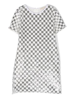Michael Kors Kids check-pattern sequin dress - Silver