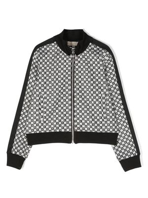 Michael Kors Kids checkerboard-print bomber jacket - Black