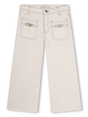Michael Kors Kids contrast-stitching wide-leg jeans - Neutrals