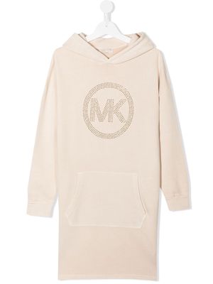 MICHAEL KORS KIDS crystal logo-embellished hooded dress - Brown