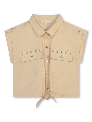 Michael Kors Kids eyelet-detail cotton cropped shirt - Neutrals