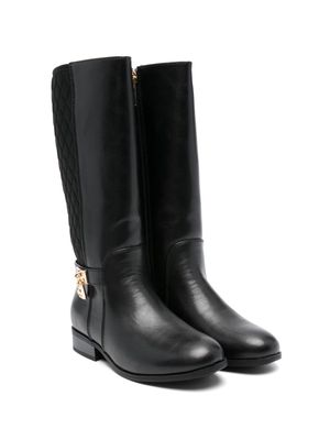 Michael Kors Kids Finley Lock panelled leather boots - Black