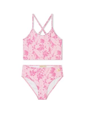 Michael Kors Kids floral-motif logo-print bikini - Pink