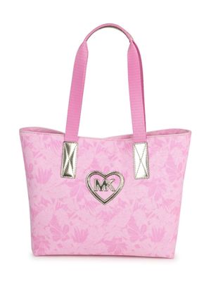 Michael Kors Kids floral-print logo-patch shoulder bag - Pink