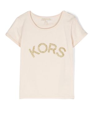 Michael Kors Kids glitter logo-print T-shirt - Neutrals