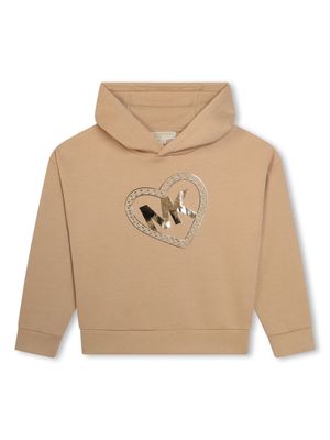 Michael Kors Kids heart logo-lettering hoodie - Neutrals