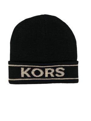 Michael Kors Kids intarsia-knit logo beanie - Black