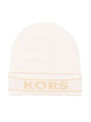 Michael Kors Kids intarsia-knit logo beanie - Neutrals