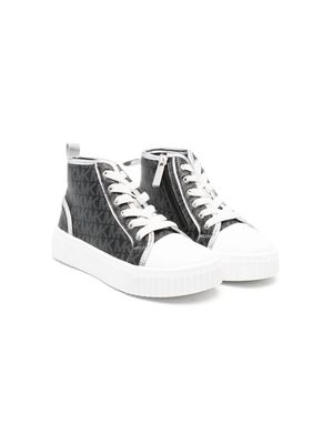 Michael Kors Kids lace-up monogram-pattern sneakers - Black