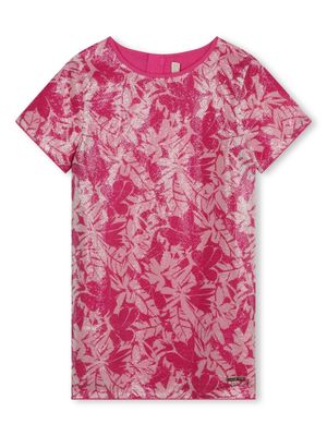 Michael Kors Kids leaf-print sequin-embellished dress - Pink