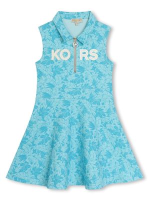 Michael Kors Kids leaf-print sleeveless dress - Blue