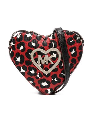 Michael Kors Kids leopard-print heart-shaped shoulder bag - Red