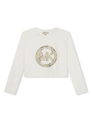 Michael Kors Kids logo-appliqué jersey sweatshirt - Neutrals