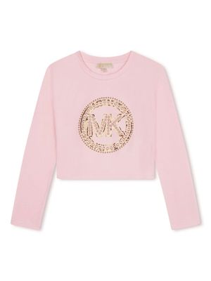 Michael Kors Kids logo-embellished cotton T-shirt - Pink