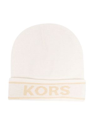 Michael Kors Kids logo fine knit beanie - Neutrals
