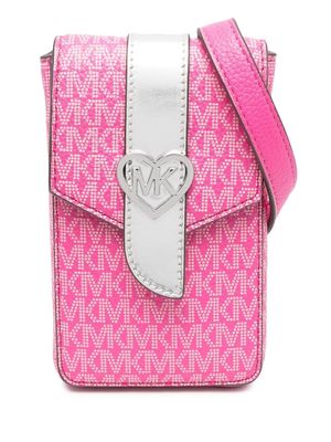 Michael Kors Kids logo jacquard phone bag - Pink