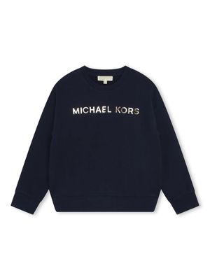Michael Kors Kids logo-lettering cotton sweatshirt - Blue