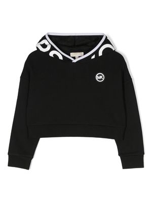 Michael Kors Kids logo-patch cotton hoodie - Black