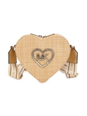 Michael Kors Kids logo-patch woven shoulder bag - Neutrals