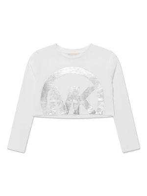 Michael Kors Kids logo-print cropped cotton top - White