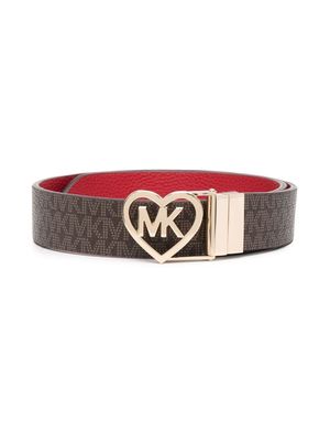 Michael Kors Kids logo-print faux leather belt - Brown