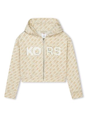 Michael Kors Kids logo-print hooded jacket - Neutrals