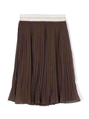 Michael Kors Kids logo-waistband pleated skirt - Brown