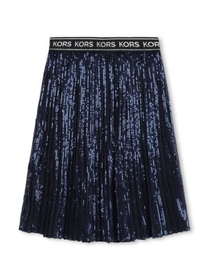 Michael Kors Kids logo-waistband sequin-embellished skirt - Blue