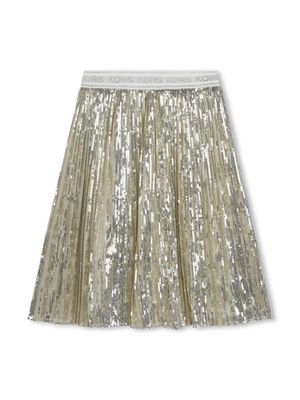 Michael Kors Kids logo-waistband sequin-embellished skirt - Gold