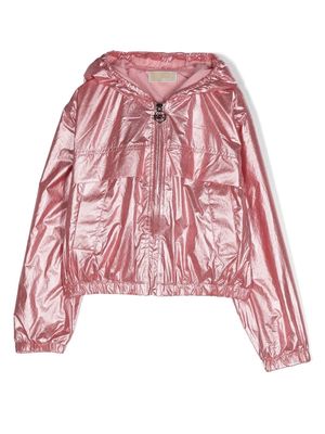 Michael Kors Kids metallic-effect hooded jacket - Pink