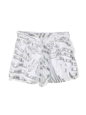 Michael Kors Kids metallic-effect short shorts - White