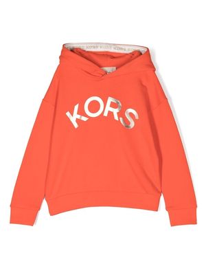 Michael Kors Kids metallic logo-print hoodie - Orange