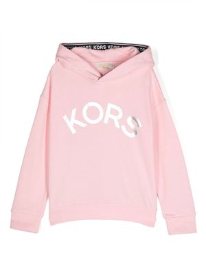 Michael Kors Kids metallic logo-print hoodie - Pink