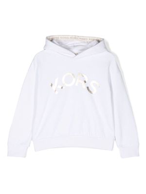 Michael Kors Kids metallic logo-print hoodie - White
