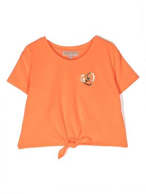 Michael Kors Kids metallic logo-print T-shirt - Orange