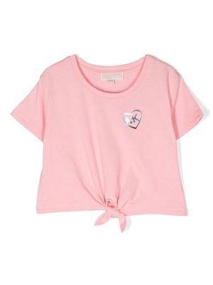 Michael Kors Kids metallic logo-print T-shirt - Pink
