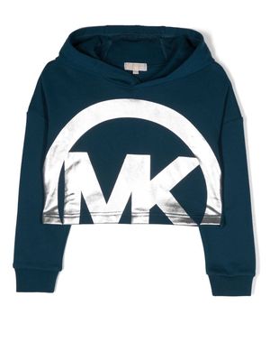 Michael Kors Kids metallic-logo pullover hoodie - Blue
