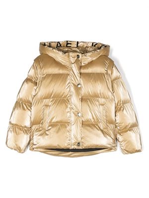 Michael Kors Kids metallic press-studded padded jacket - Gold