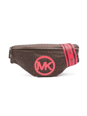 Michael Kors Kids monogram-jacquard adjustable belt bag - Brown