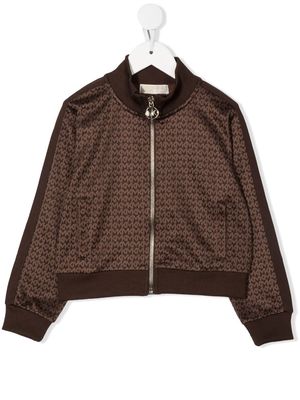 Michael Kors Kids monogram-pattern bomber jacket - Brown