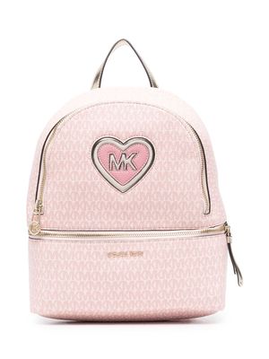 Michael Kors Kids monogram-pattern logo-patch rucksack - Pink