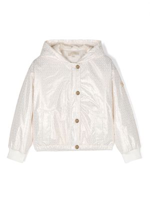 Michael Kors Kids monogram-print buttoned padded jacket - White