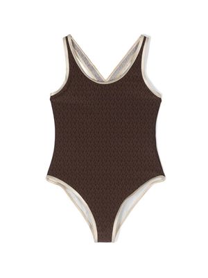 Michael Kors Kids monogram-print sleeveless swimsuit - Brown