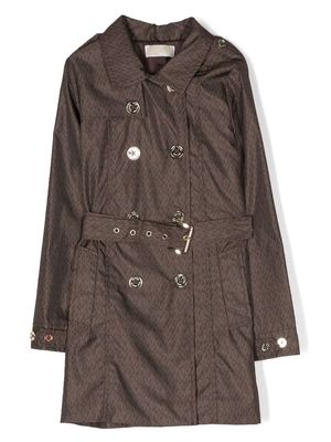 Michael Kors Kids monogram-print trench coat - Brown