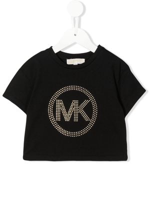 Michael Kors Kids rhinestone-logo cropped T-shirt - Black