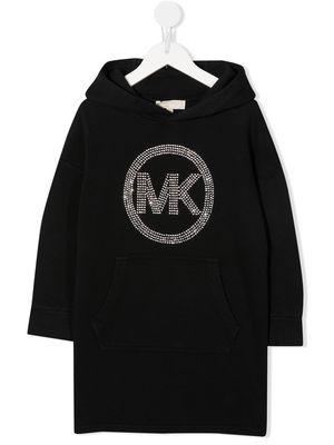 Michael Kors Kids rhinestone-logo hoodie dress - Black