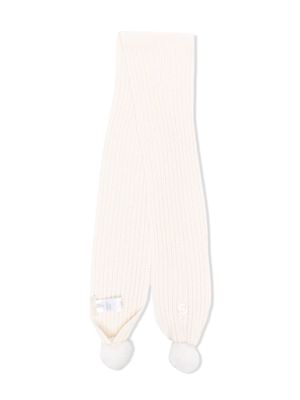 Michael Kors Kids ribbed-knit pompom scarf - Neutrals